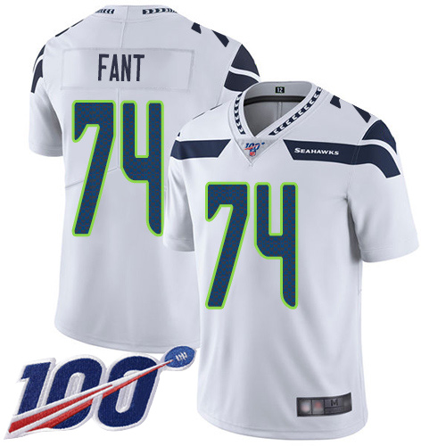 Seattle Seahawks Limited White Men George Fant Road Jersey NFL Football 74 100th Season Vapor Untouchable